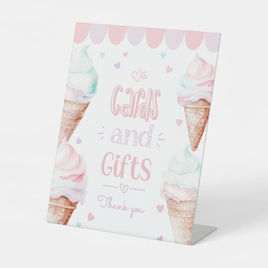 Eiscreme-Karten und Geschenke Geburtstag Sockelschild (Vorderseite)