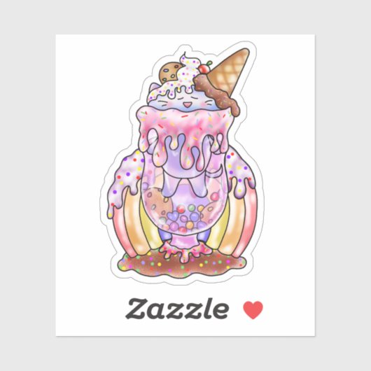 Eiscreme Katze Float | Aufkleber (Blatt)