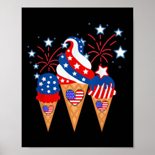 Eiscreme-Kegel 4. Juli Feiertag Patriotisch Poster
