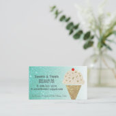 Eiscreme-Kegel auf aquamariner Glitzer-Steigung Visitenkarte (Stehend Vorderseite)