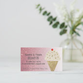 Eiscreme-Kegel auf Rosa erröten Glitzer-Steigung Visitenkarte (Stehend Vorderseite)