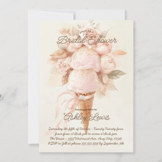 Eiscreme-Kegel Boho-Brautjungfernparty chic Gold Einladung
