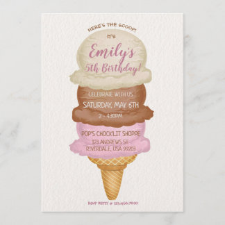 Eiscreme-Kegel-Geburtstags-Party Einladung