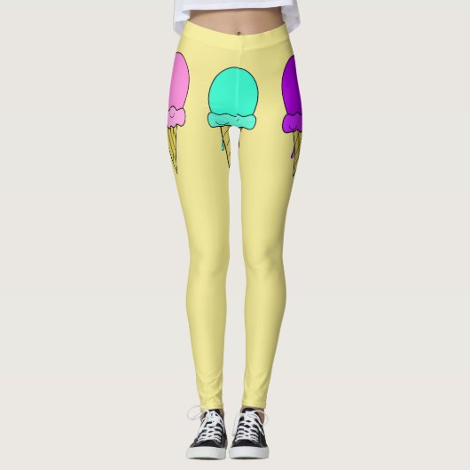 Eiscreme-Kegel, gelbe Leggings (Vorderseite)