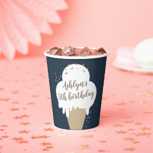 Eiscreme-Kegel-Kinder Blaue Geburtstagsfeier Pappbecher