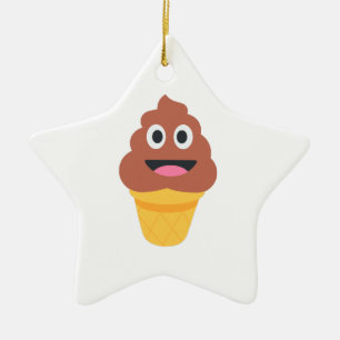 Eiscreme-Kegel-Kot-Emoji Keramikornament