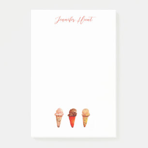 Eiscreme-Kegel Minze grün Illustration Notepad Post-it Klebezettel