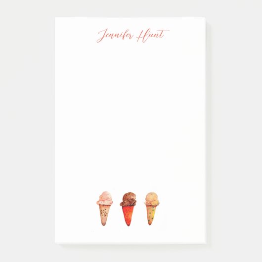 Eiscreme-Kegel Minze grün Illustration Notepad Post-it Klebezettel (Vorderseite)