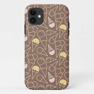 Eiscreme-Kegel-Muster auf Braun Case-Mate iPhone Hülle
