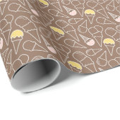 Eiscreme-Kegel-Muster auf Braun Geschenkpapier (Rolleneckpunkt)