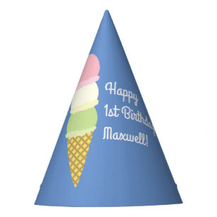 Eiscreme-Kegel-niedliche 1. Geburtstags-Party-Hüte Partyhütchen