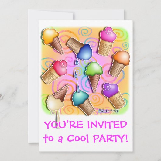 Eiscreme-Kegel-Party Einladung (Vorderseite)