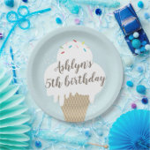 Eiscreme-Kegel-Regenbogen-Sprinkles-Kindergeburtst Pappteller (Party)