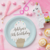 Eiscreme-Kegel-Regenbogen-Sprinkles-Kindergeburtst Pappteller (Party)