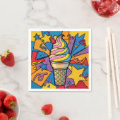 Eiscreme-Kegel und Konfetti Pop-Art Serviette (Beispiel)