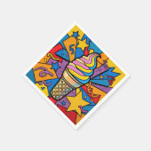 Eiscreme-Kegel und Konfetti Pop-Art Serviette (Ecke)