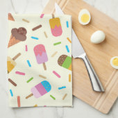 Eiscreme-Kegel und Popsikel-individuelle Name Geschirrtuch (Viertel Falte)