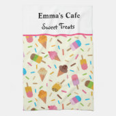 Eiscreme-Kegel und Popsikel-individuelle Name Geschirrtuch (Vertikal)