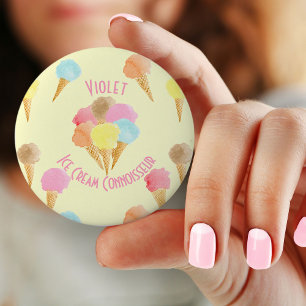 Eiscreme-Kenner Pastell Personalisiert Button
