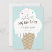 Eiscreme Kinder Blue Geburtstagsparty Einladung (Vorderseite)