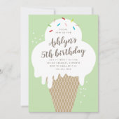 Eiscreme Kinder Grün Geburtstagsparty Einladung (Vorderseite)