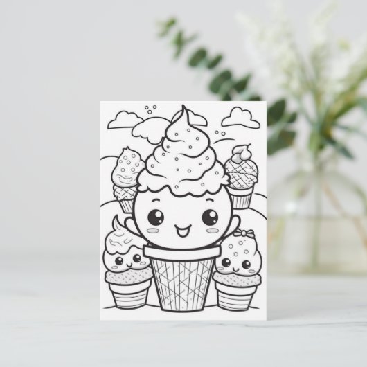 Eiscreme-Kinder Postkarte (Stehend Vorderseite)