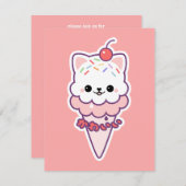 Eiscreme Kitty Geburtstagsparty Einladungen (Vorne/Hinten)
