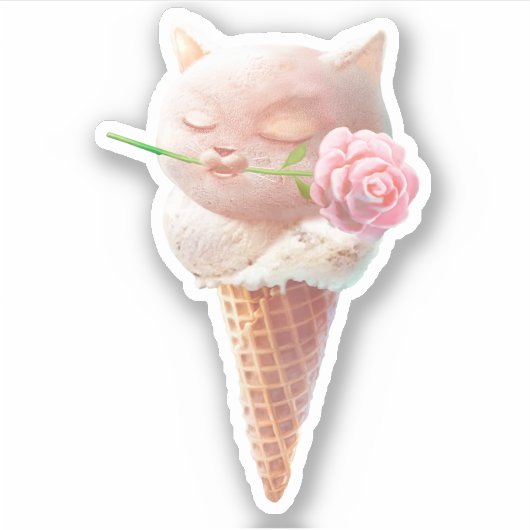 Eiscreme Kitty - Rosy & Dreamy Aufkleber (Vorderseite)