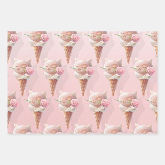 Eiscreme Kitty - Rosy & Dreamy Geschenkpapier Set (Vorderseite 3)