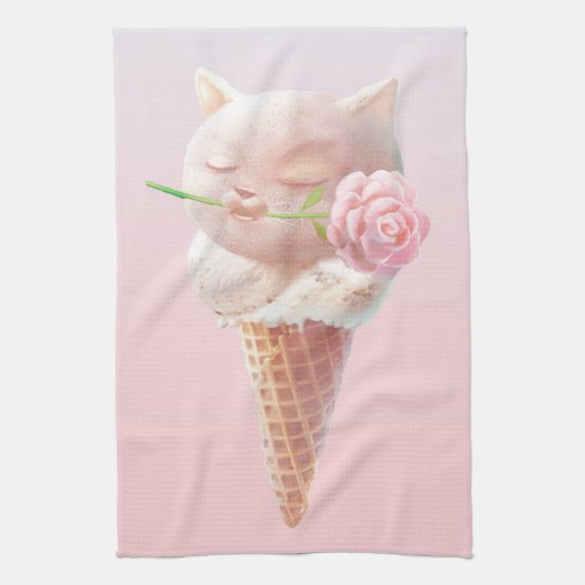 Eiscreme Kitty - Rosy & Dreamy Geschirrtuch (Vertikal)