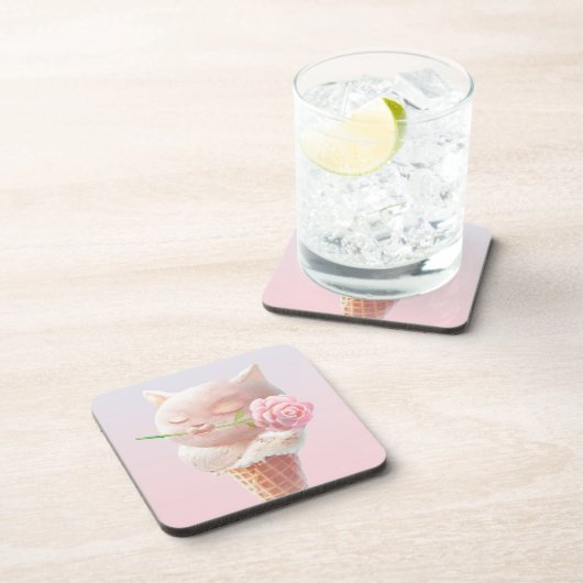 Eiscreme Kitty - Rosy & Dreamy Getränkeuntersetzer (Rechte Seite)