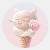 Eiscreme Kitty - Rosy & Dreamy Runder Aufkleber (Vorderseite)