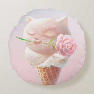 Eiscreme Kitty - Rosy & Dreamy Rundes Kissen
