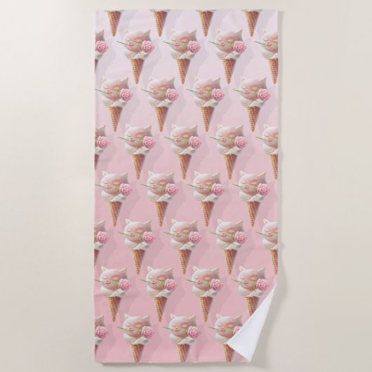 Eiscreme Kitty - Rosy & Dreamy Strandtuch (Vorderseite)