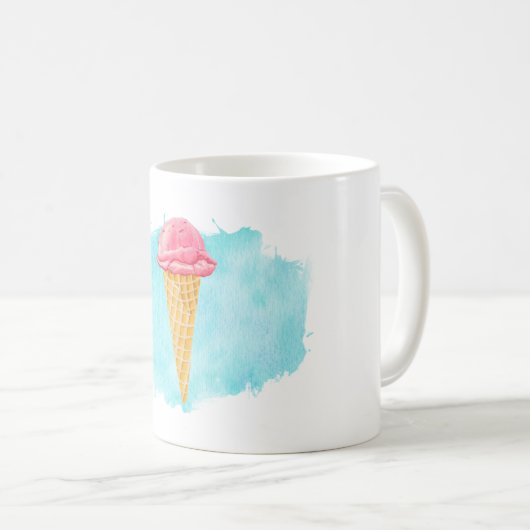 Eiscreme-Kon mit einem blauen, farbigen Spritzer Kaffeetasse (VorderseiteRechts)