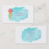 Eiscreme-Kon mit einem blauen, farbigen Spritzer Visitenkarte (Vorne/Hinten)