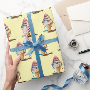 Eiscreme-Kone auf Gelb Geschenkpapier
