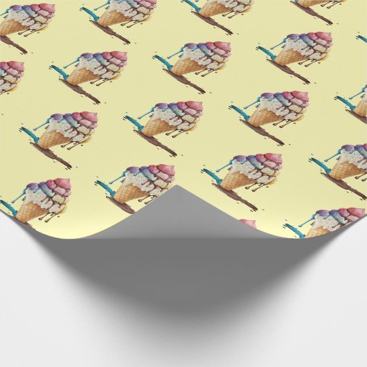 Eiscreme-Kone auf Gelb Geschenkpapier (Ecke)