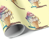 Eiscreme-Kone auf Gelb Geschenkpapier (Rolleneckpunkt)