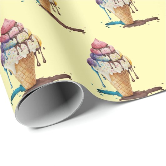 Eiscreme-Kone auf Gelb Geschenkpapier (Rolleneckpunkt)