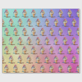 Eiscreme-Kone auf Regenbogenglanz Geschenkpapier (Flach)
