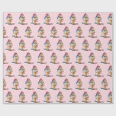 Eiscreme-Kone auf rosa Geschenkpapier (Flach)