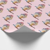 Eiscreme-Kone auf rosa Geschenkpapier (Ecke)
