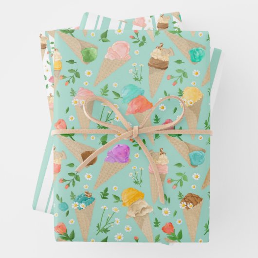 Eiscreme-Kone-Blumenkochtopf Geschenkpapier Set (Beispiel)