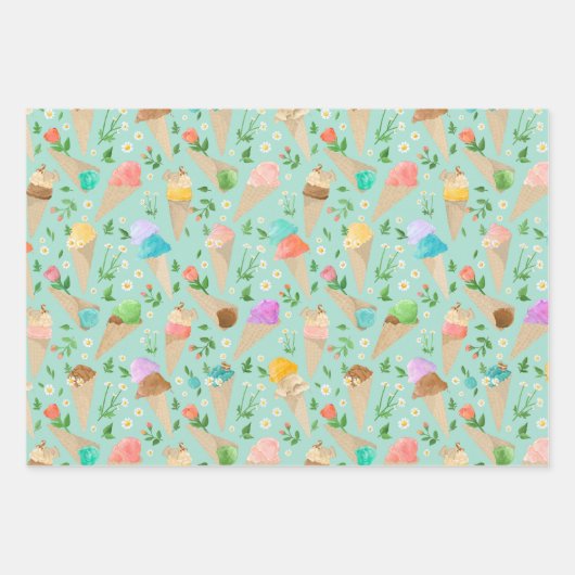 Eiscreme-Kone-Blumenkochtopf Geschenkpapier Set (Vorderseite)