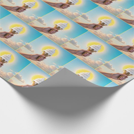 Eiscreme-Kone in heißer Sonne trinken Geschenkpapier (Ecke)