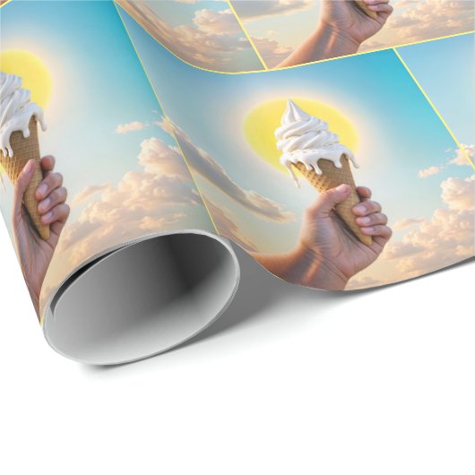 Eiscreme-Kone in heißer Sonne trinken Geschenkpapier (Rolleneckpunkt)
