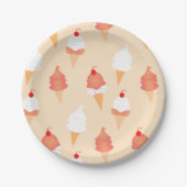 Eiscreme-Kone mit Sprinklen-Kirsche oben Pappteller (Vorderseite)