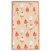 Eiscreme-Kone mit Sprinklen rosa Pfirsichmuster Kleine Geschenktüte (Rückseite)