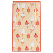 Eiscreme-Kone mit Sprinklen rosa Pfirsichmuster Kleine Geschenktüte (Vorderseite)